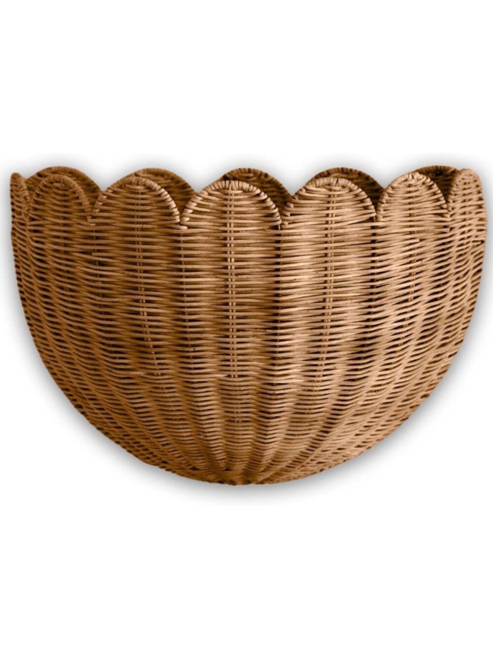Scalloped Wicker Wall Basket - Decorative Storage Organizer - 16x10x7 Inches